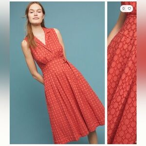 Anthropologie Elm Collared Cotton Eyelet Dress